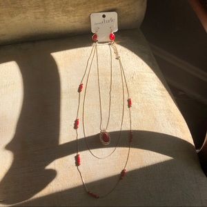 Red 3-Tier Necklace and Earring Set